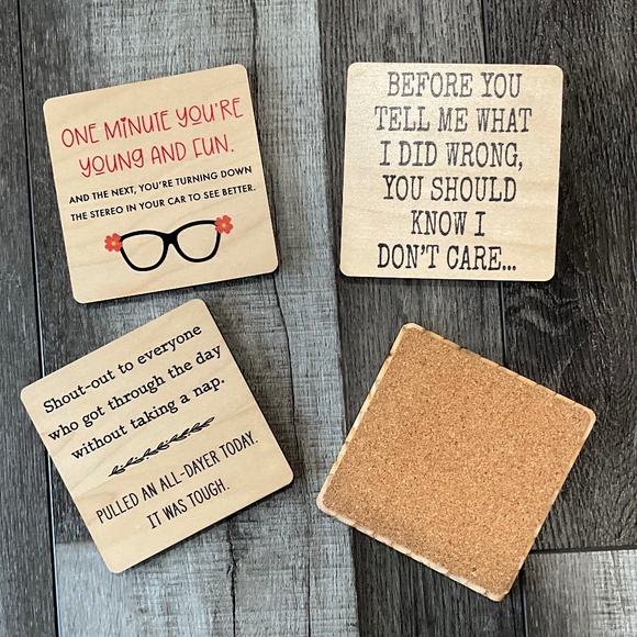 Coasters #3 Sassy Saying Wooden Bar Coaster - Picture 2 of 2